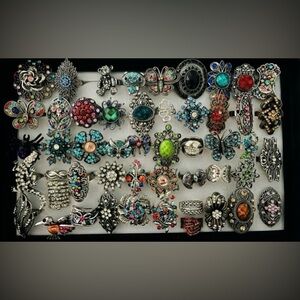 Lot of 50 Mixed Rings Biker Skull Masonic Boho Rhinestone Fashion Jewelry Bulk